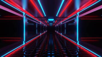 Blue and Red Neon Central Corridor Background VJ Loop video