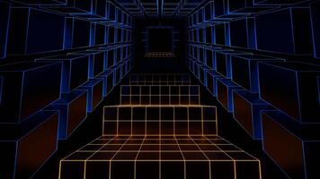 blå och orange neon cyberpunk trappa bakgrund vj slinga video