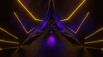 Purple and Yellow Triangular Neon Glow Tunnel Background VJ Loop video