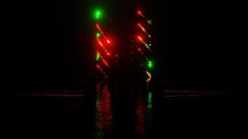 Green and Red Lighting Mirror Effect Background VJ Loop video