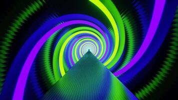 Lime Green and Purple Neon Sci-Fi Spiral Tunnel Background Loop Animation video