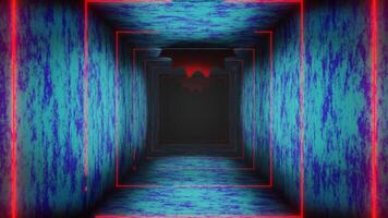 röd på blå och cyan cirkulär fick syn på tunnel bakgrund vj slinga animering video