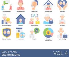 Elderly Care Icon set vector