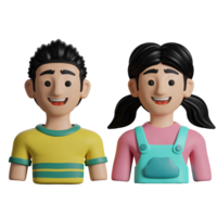 3D Illustration Family brother and sister png