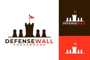 Defensive Pawn Rook Chess Logo Design vector