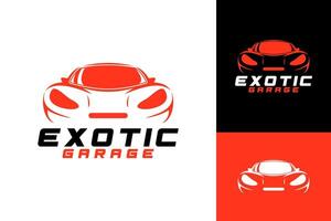 exótico coche garaje superdeportivo logo diseño vector