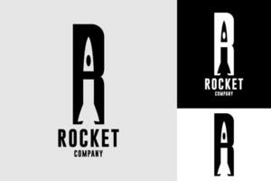 Letter R  Rocket Space Alphabet Launch Logo Design vector