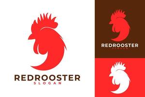vector rojo gallo pollo cabeza logo diseño