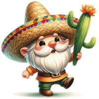 ai generiert cinco de Mayo Gnom, Mexikaner Gnom, Aquarell cinco de Mayo png