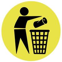 Sticker simple icon throw garbage in its place vector design illustration