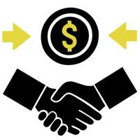 Business deal handshake making money dollar icon vector illustration