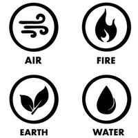 Icon vector four elements of the universe air water fire earth simple illustration