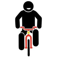 A man riding red bike vector icon simple illustration