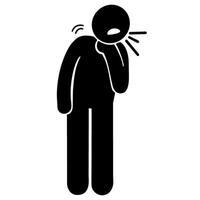 Vector a man sore throat and coughing feeling sick illustration