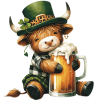 ai gegenereerd hoogland koe st. Patrick dag png