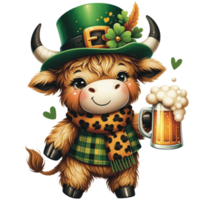 ai genererad högland ko st. Patricks dag png