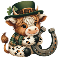 AI generated Highland Cow St. Patrick's Day png