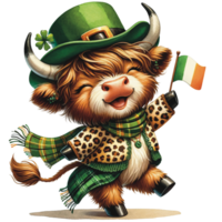 ai gegenereerd hoogland koe st. Patrick dag png