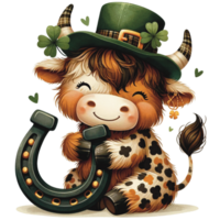 AI generated Highland Cow St. Patrick's Day png