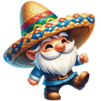 AI generated Cinco de mayo gnome, Mexican gnome, watercolor Cinco de mayo png