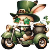 AI generated Cute bunny Saint Patrick's Day Clipart, rabbit wearing a leprechaun hat, Saint Patrick's Day png