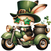 ai généré mignonne lapin Saint patrick's journée clipart, lapin portant une lutin chapeau, Saint patrick's journée png