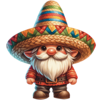 ai généré cinco de mayo gnome, mexicain gnome, aquarelle cinco de mayo png