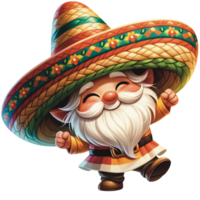 AI generated Cinco de mayo gnome, Mexican gnome, watercolor Cinco de mayo png