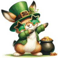 ai généré mignonne lapin Saint patrick's journée clipart, lapin portant une lutin chapeau, Saint patrick's journée png