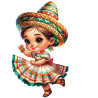 AI generated Cinco de mayo gnome, Mexican gnome, watercolor Cinco de mayo png