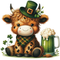 AI generated Highland Cow St. Patrick's Day png