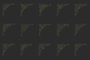 Decorative vintage ornament frame corners vector design elements set