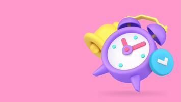 Alarm clock reminder ring bell watch morning attention banner copy space 3d icon realistic vector
