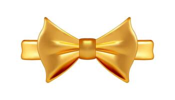 Golden metallic tied bow hairpin elegant luxury female accessory 3d icon realistic vector
