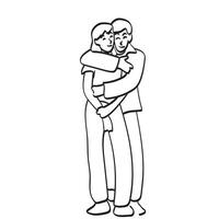 man hugging his girlfriend illustration vector hand drawn isolated on white background