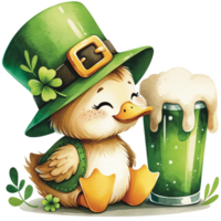 AI generated The Duck Celebrate on Saint Patrick Day png