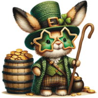 AI generated Cute bunny Saint Patrick's Day Clipart, rabbit wearing a leprechaun hat, Saint Patrick's Day png