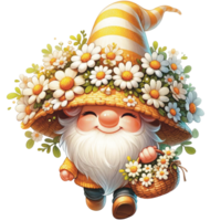 ai genererad honung bi gnome png, vår tomte, daisy gnome png