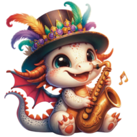 ai généré mardi gras de fête mignonne bébé dragon png fichier