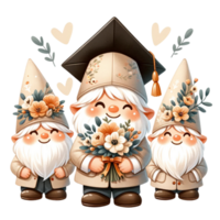 AI generated graduate gnome, Congratulation gnome, Watercolor Graduation Gnomes Clipart, Back to school watercolor png