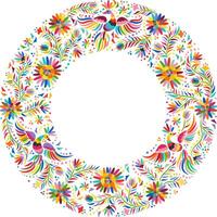 vector Mexican embroidery round pattern