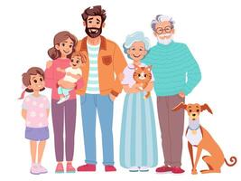 Happy big family flat illustration vector