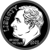 United States dime coin obverse vector