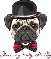 vector sketch hipster dog pug breed