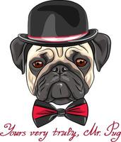 vector sketch hipster dog pug breed