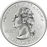 American money Washington quarter 25 cent coin vector