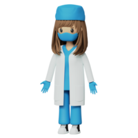 Cute female doctor in medical attire 3d rendered icon png