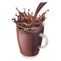 Splash chocolate in the glass on transparent background. Chocolate in the glass PNG transparent background