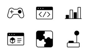 gaming development icon symbol vector template collection