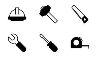 Construction tools icon symbol vector template collection